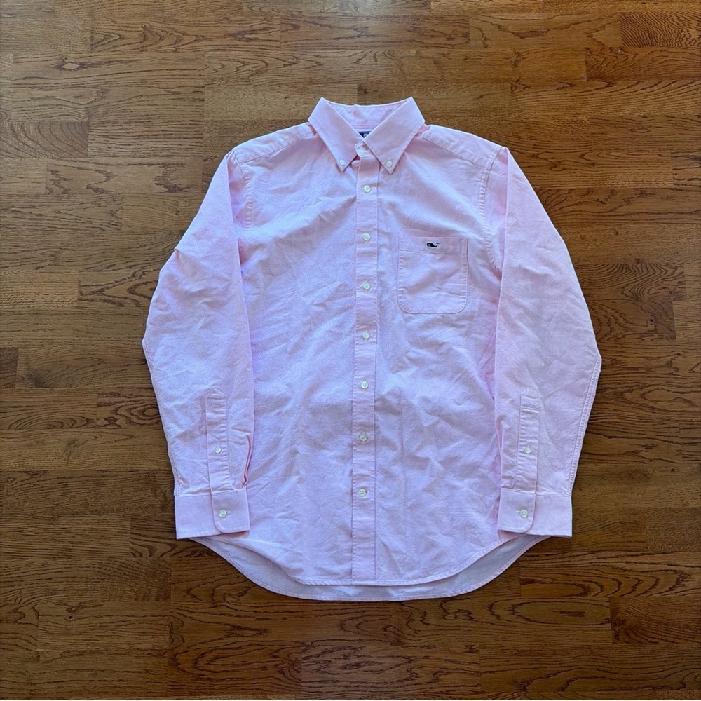 Vineyard Vines Oxford Shirt Men Long Sleeve Cotton Pink Button Down Slim Tucker